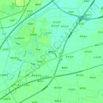 Mapa topográfico 城郊乡, altitud, relieve