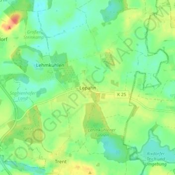 Mapa topográfico Lepahn, altitud, relieve