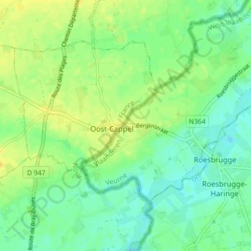 Mapa topográfico 't Kappeltje, altitud, relieve