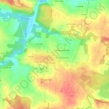Mapa topográfico Les Prateaux, altitud, relieve