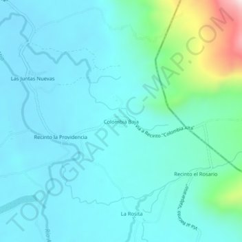 Mapa topográfico Colombia Baja, altitud, relieve