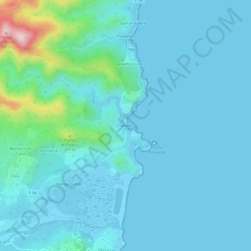 Mapa topográfico Fautea, altitud, relieve