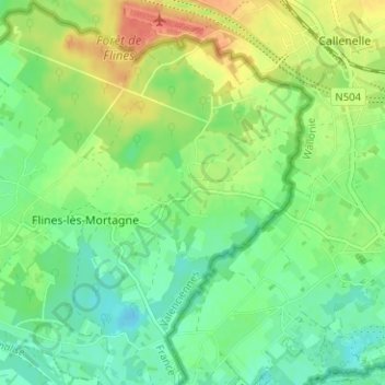 Mapa topográfico Rouillon, altitud, relieve