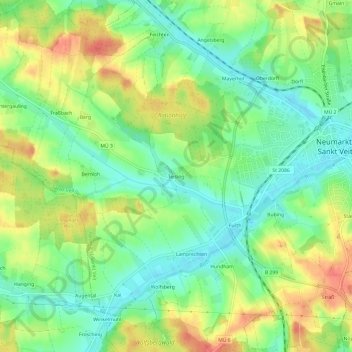 Mapa topográfico Teising, altitud, relieve