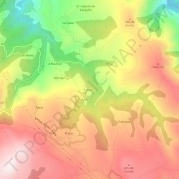Mapa topográfico Cubeiros, altitud, relieve