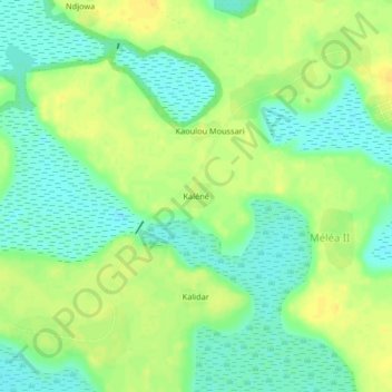 Mapa topográfico Kaléné, altitud, relieve