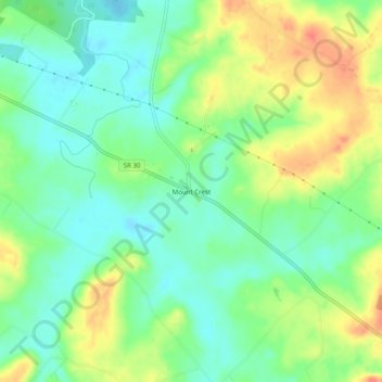 Mapa topográfico Mount Crest, altitud, relieve