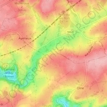 Mapa topográfico Basse-Rafhay, altitud, relieve