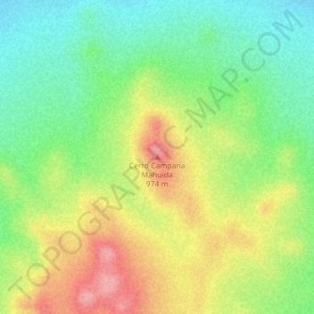 Mapa topográfico Cerro Campana Mahuida, altitud, relieve