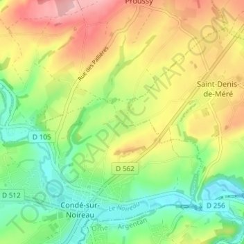 Mapa topográfico Bouilly, altitud, relieve