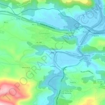 Mapa topográfico Vilde, altitud, relieve