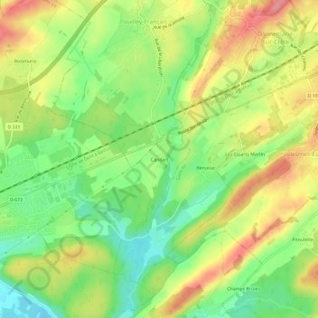 Mapa topográfico Candart, altitud, relieve