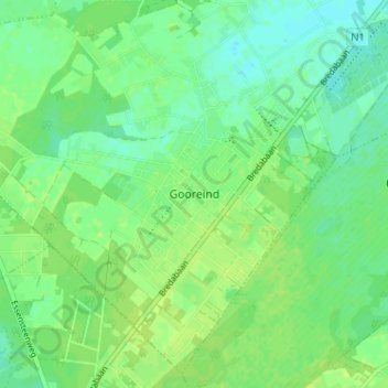 Mapa topográfico Gooreind, altitud, relieve