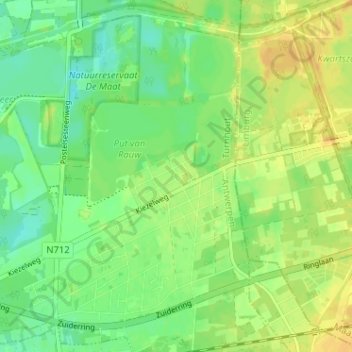 Mapa topográfico Rauw, altitud, relieve