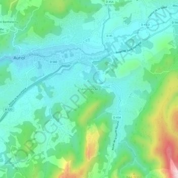 Mapa topográfico Saint-Français, altitud, relieve
