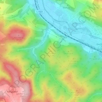 Mapa topográfico Hirschkopf, altitud, relieve