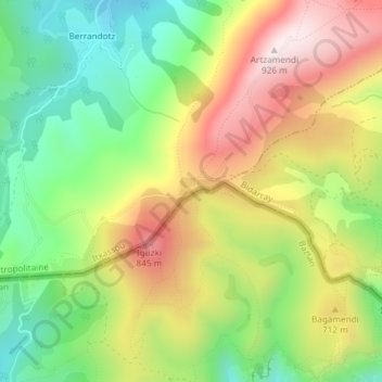 Mapa topográfico Mehatseko Lepoa, altitud, relieve