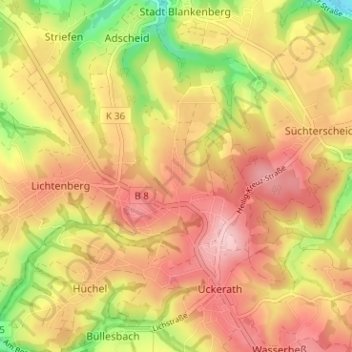 Mapa topográfico Unterbierth, altitud, relieve