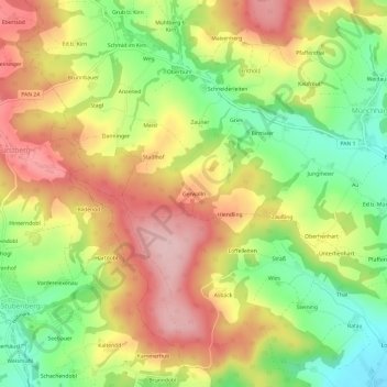 Mapa topográfico Gerwalln, altitud, relieve