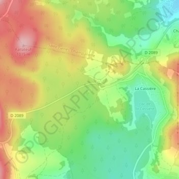 Mapa topográfico Fontaine Gelée, altitud, relieve