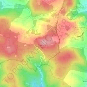 Mapa topográfico Altenberg, altitud, relieve