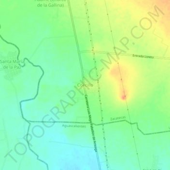 Mapa topográfico Coecillo, altitud, relieve