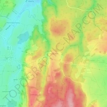 Mapa topográfico Königsried, altitud, relieve