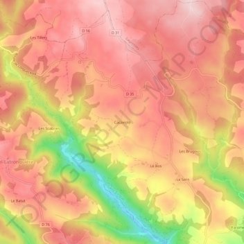 Mapa topográfico Cacaviole, altitud, relieve
