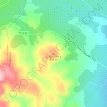 Mapa topográfico la Garrofera, altitud, relieve