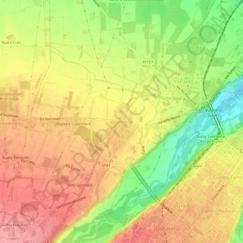 Mapa topográfico Confreria, altitud, relieve