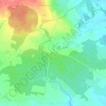 Mapa topográfico La Blinière, altitud, relieve