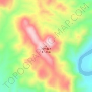 Mapa topográfico Almirez, altitud, relieve