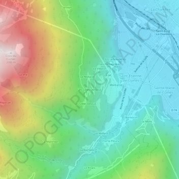 Mapa topográfico Les Côtes Dessous, altitud, relieve