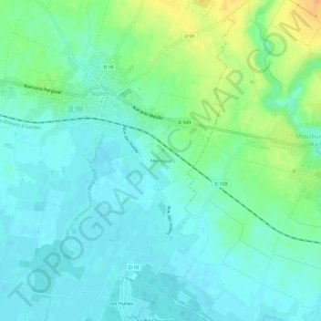 Mapa topográfico Nermoux, altitud, relieve