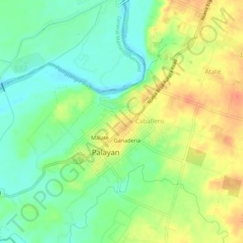 Mapa topográfico Caimito, altitud, relieve