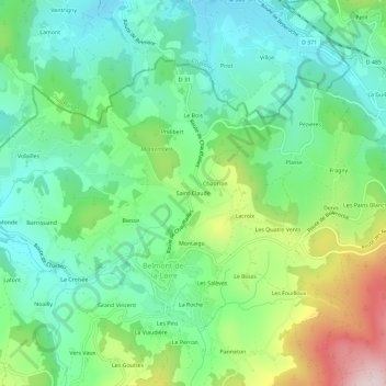 Mapa topográfico Saint-Claude, altitud, relieve
