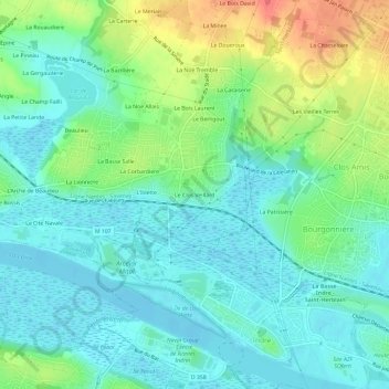 Mapa topográfico Le Clos Veillard, altitud, relieve