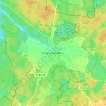Mapa topográfico Grüngräbchen, altitud, relieve