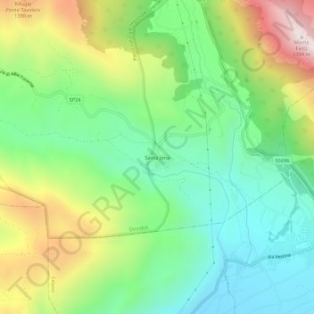 Mapa topográfico Santa Jona, altitud, relieve