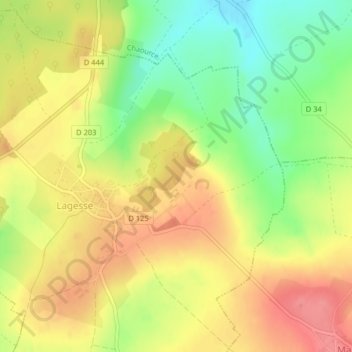 Mapa topográfico Montigny, altitud, relieve