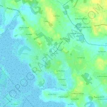 Mapa topográfico La Piolais, altitud, relieve