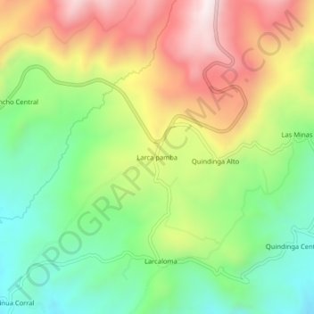 Mapa topográfico Larca pamba, altitud, relieve