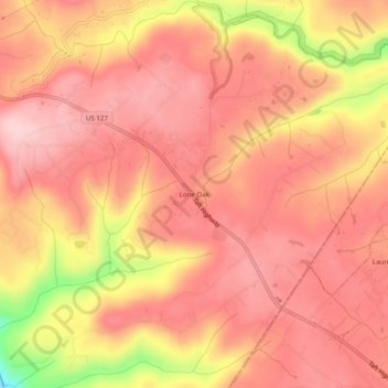 Mapa topográfico Lone Oak, altitud, relieve