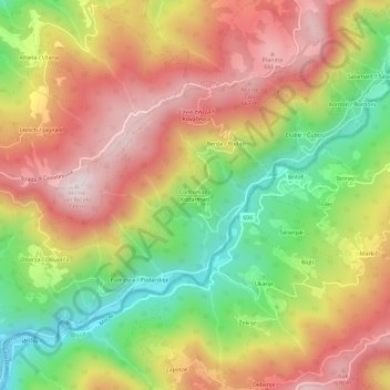 Mapa topográfico Codromaz, altitud, relieve