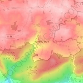 Mapa topográfico Rancoudray, altitud, relieve