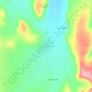 Mapa topográfico Nicolas Romero, altitud, relieve