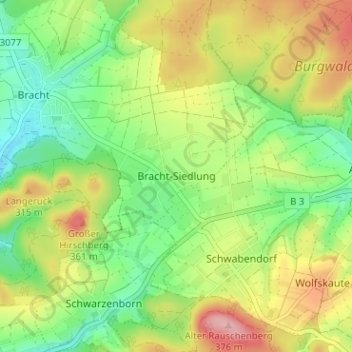 Mapa topográfico Bracht-Siedlung, altitud, relieve