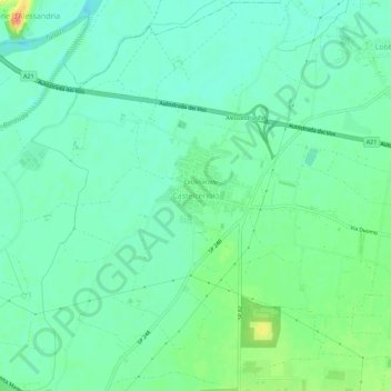 Mapa topográfico Castelceriolo, altitud, relieve
