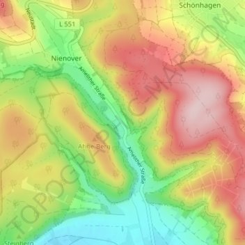 Mapa topográfico Polier, altitud, relieve