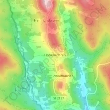 Mapa topográfico Hohenröhren, altitud, relieve